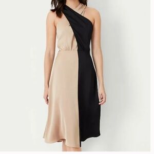 NWOT Ann Taylor Colorblock Crossover Halter Midi Dress 10P